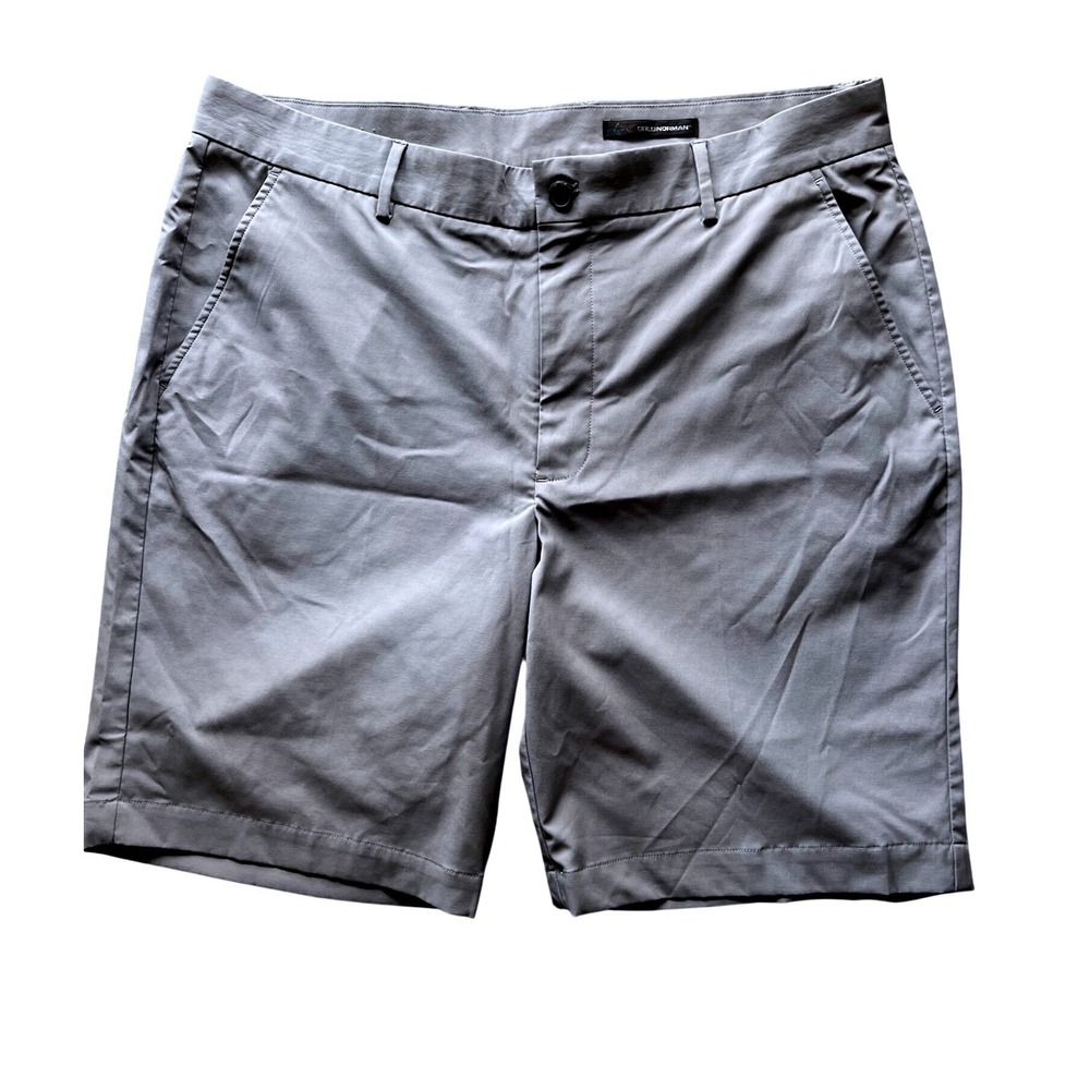 Greg Norman Mens Protek Golf Shorts Gray Size 36 Performance Stretch Flat Front